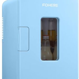 Mini Fridge 15L, Small Fridge for Bedrooms, Car Fridge Portable with 12V/240V Plug in, Skincare Fridge ECO Low Noise Mode, Cool/Warm Function, Cooler for Beauty, Drinks, Camping, Traval (Blue)