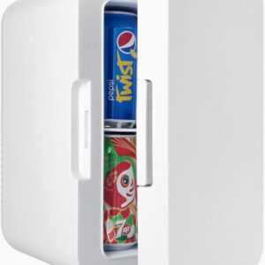 Mini Fridge, 𝟴𝗟 / 𝟴 𝗖𝗮𝗻, 𝟎℃~𝟔𝟔℃, Small Fridge for 𝐁𝐞𝐝𝐫𝐨𝐨𝐦𝐬/𝐂𝐚𝐫𝐬/𝐎𝐟𝐟𝐢𝐜𝐞𝐬, 𝐂𝐨𝐨𝐥𝐞𝐫 𝐚𝐧𝐝 𝐇𝐞𝐚𝐭𝐞𝐫, 𝐀𝐂/𝐃𝐂, Drinks, Makeup, Skincare, Food, Drug, White