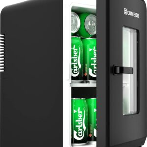 Mini Fridge 15 Liter/21 Cans, Upgrade Portable AC+DC Power Small Fridge for Bedroom, Car, Office, Thermoelectric Cooler and Warmer Skincare Fridge for Food, Drinks, Cosmetics, Max & ECO Mode
