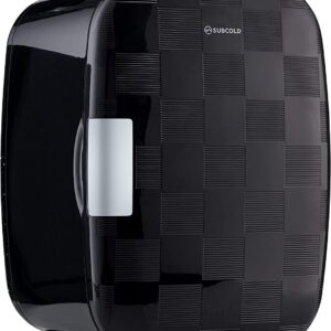 Subcold Pro6 Luxury Mini Fridge Cooler | 6 Litre / 8 Cans | AC and Exclusive USB Power Option | Portable Small Fridge for the Office, Bedroom, Car, Travel, Skincare & Cosmetics (Chequer Black)