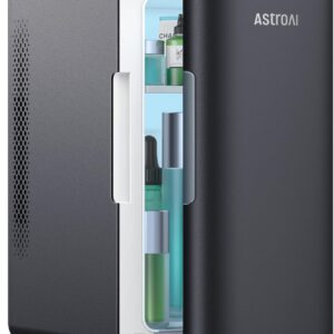 AstroAI Mini Fridge 6 Litre / 8 Can | Cooler and Warmer | AC/DC | Small Fridge for Bedrooms, Car, Drinks, Beauty, Skincare, Travel (Deep Black)