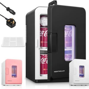 Mini Fridge 15L, 21 Cans Mini Fridges for Bedrooms | AC+12V DC Power Small Fridge for Car, Office, Travel | Max & ECO Mode, Thermoelectric Cooler and Warmer | for Skincare, Beauty, Drinks