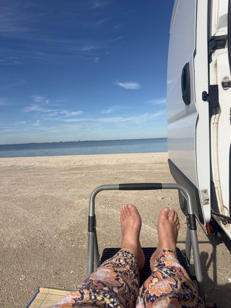 New to van life? Time to put my feet up and enjoy the beach at Magnolia Beach.